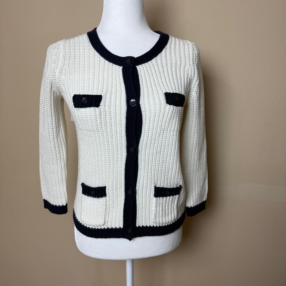 Old Navy Women's White and Navy Cardigan- Small - Picture 1 of 9